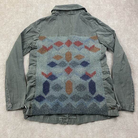 Anthropologie Arley Sweater Back Anorak Green Khaki Army Boho Jacket Size Medium - Picture 9 of 10